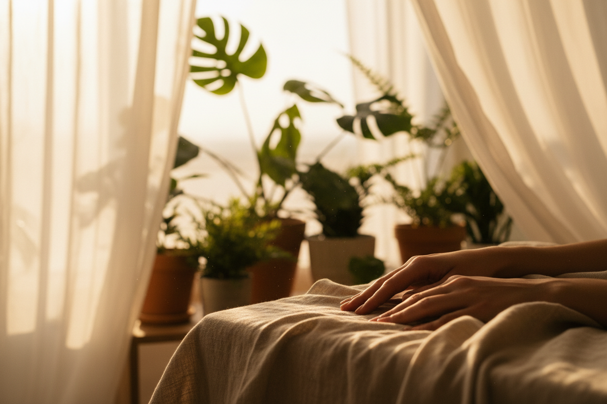 Golden hour self-care moment